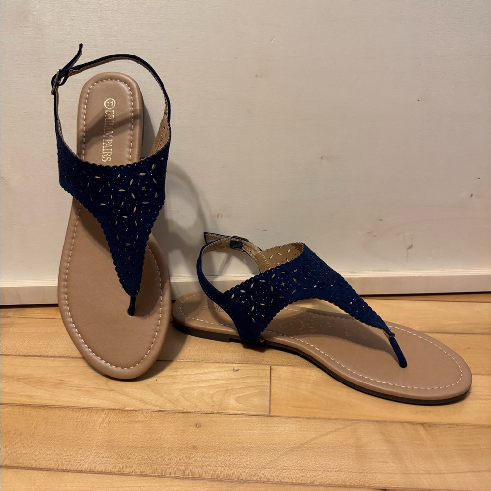 Dream Paris Women’s Blue Laser Cut Sandals – Size 11 - Picture 5 of 6